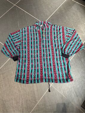 Vintage Aztec Pullover XL Denim Express Teal/Red